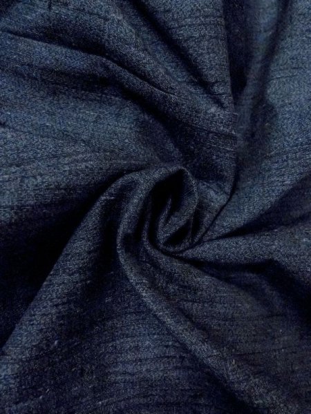 Photo9: Mint N0116V Vintage Japanese  Bluish Gray Men's Kimono / Silk. Stripes   (Grade A) (9)