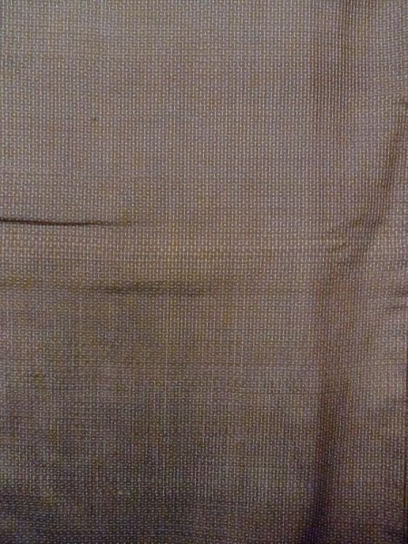 Photo4: Mint N0116W Used Japanese   Brown Men's Kimono / Silk. Tortoise-shell pattern(Hexagonal pattern)   (Grade A) (4)
