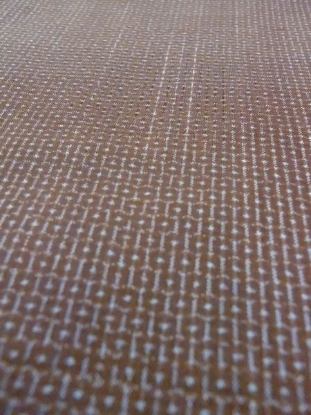 Photo6: Mint N0116W Used Japanese   Brown Men's Kimono / Silk. Tortoise-shell pattern(Hexagonal pattern)   (Grade A) (6)