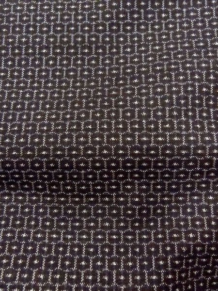 Photo6: Mint N0116X Used Japanese   Black Men's Kimono / Silk. Tortoise-shell pattern(Hexagonal pattern)   (Grade A) (6)