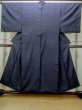 Photo1: N0116Y Vintage Japanese   Indigo Blue Men's Kimono / Silk. Tortoise-shell pattern(Hexagonal pattern)   (Grade C) (1)