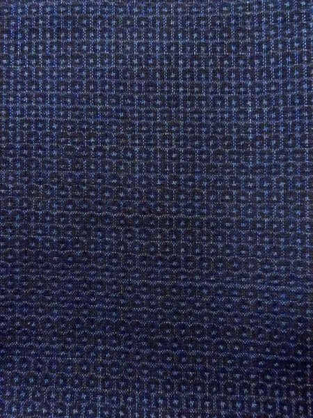 Photo6: N0116Y Vintage Japanese   Indigo Blue Men's Kimono / Silk. Tortoise-shell pattern(Hexagonal pattern)   (Grade C) (6)