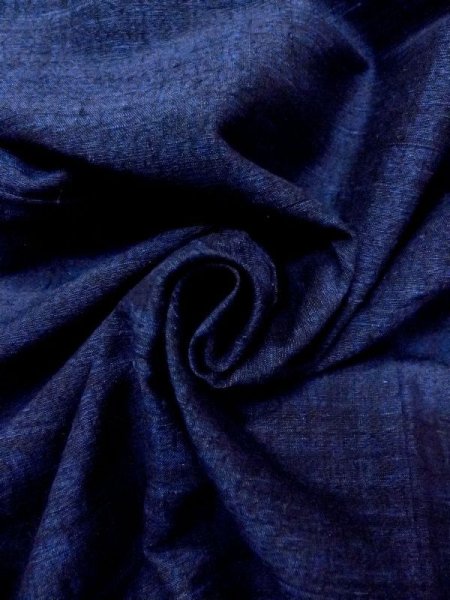 Photo8: Mint N0117A Used Japanese   Indigo Blue Men's Kimono / Silk.    (Grade A+) (8)