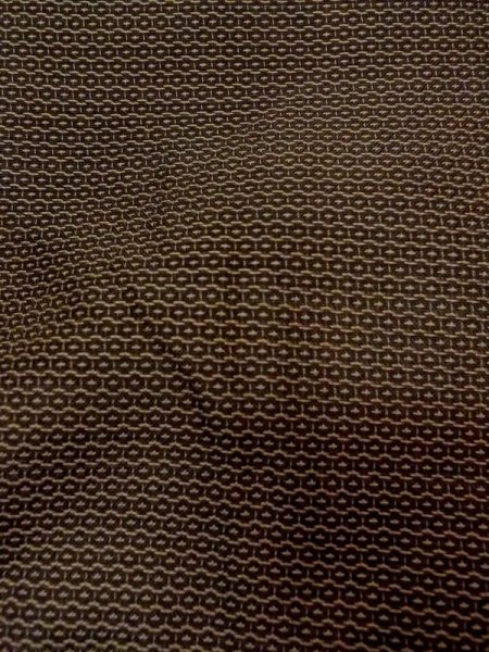 Photo5: Mint N0117B Used Japanese   Brown Men's Kimono / Silk. Tortoise-shell pattern(Hexagonal pattern)   (Grade A) (5)