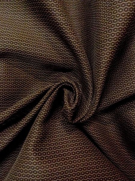 Photo9: Mint N0117B Used Japanese   Brown Men's Kimono / Silk. Tortoise-shell pattern(Hexagonal pattern)   (Grade A) (9)