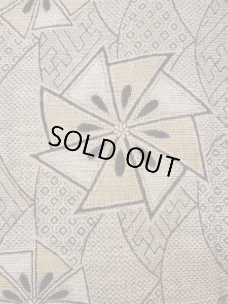 Photo3: N0123A Antique Japanese women   Brown 0 / Silk. Greek key fret,   (Grade C) (3)