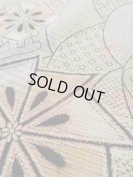 Photo9: N0123A Antique Japanese women   Brown 0 / Silk. Greek key fret,   (Grade C) (9)