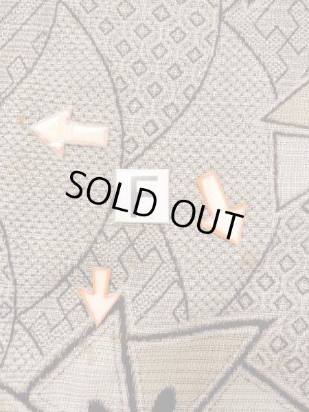 Photo19: N0123A Antique Japanese women   Brown 0 / Silk. Greek key fret,   (Grade C) (19)