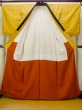 Photo2: N0123B Vintage Japanese women   Yellow TSUMUGI pongee / Silk. Plaid Checks A black collar is attached.  (Grade C) (2)