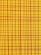 Photo5: N0123B Vintage Japanese women   Yellow TSUMUGI pongee / Silk. Plaid Checks A black collar is attached.  (Grade C) (5)