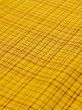 Photo7: N0123B Vintage Japanese women   Yellow TSUMUGI pongee / Silk. Plaid Checks A black collar is attached.  (Grade C) (7)