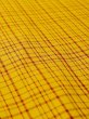 Photo8: N0123B Vintage Japanese women   Yellow TSUMUGI pongee / Silk. Plaid Checks A black collar is attached.  (Grade C) (8)