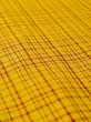 Photo8: N0123B Vintage Japanese women   Yellow TSUMUGI pongee / Silk. Plaid Checks A black collar is attached.  (Grade C) (8)