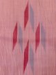 Photo5: N0123C Antique Japanese women Vivid Grayish Pink TSUMUGI pongee / Silk. Stripes Arrow feather pattern. There is an impression from use.  (Grade C) (5)