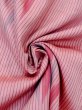 Photo10: N0123C Antique Japanese women Vivid Grayish Pink TSUMUGI pongee / Silk. Stripes Arrow feather pattern. There is an impression from use.  (Grade C) (10)