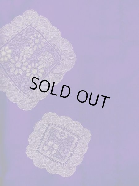 Photo4: N0123D Antique Japanese women Vivid Bluish Purple ORI woven / Silk. Flower,   (Grade C) (4)