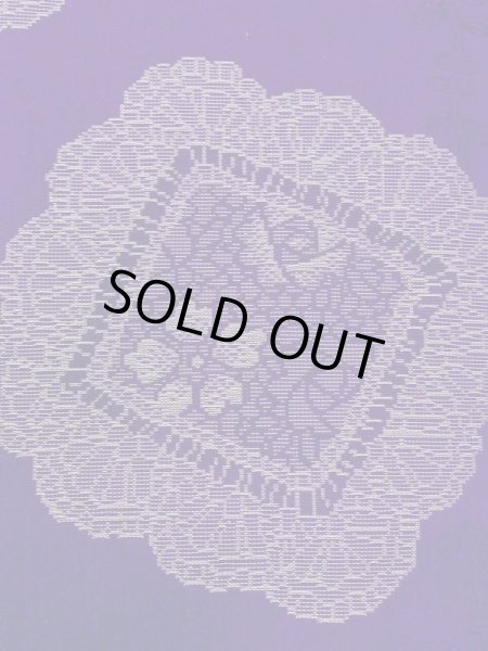 Photo6: N0123D Antique Japanese women Vivid Bluish Purple ORI woven / Silk. Flower,   (Grade C) (6)