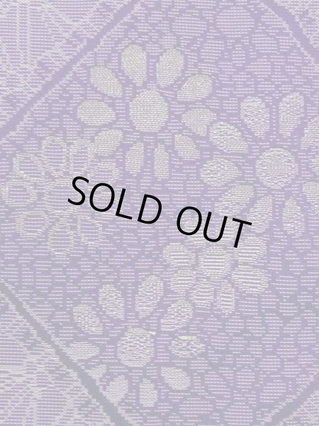 Photo7: N0123D Antique Japanese women Vivid Bluish Purple ORI woven / Silk. Flower,   (Grade C) (7)