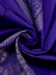 Photo11: N0123D Antique Japanese women Vivid Bluish Purple ORI woven / Silk. Flower,   (Grade C) (11)
