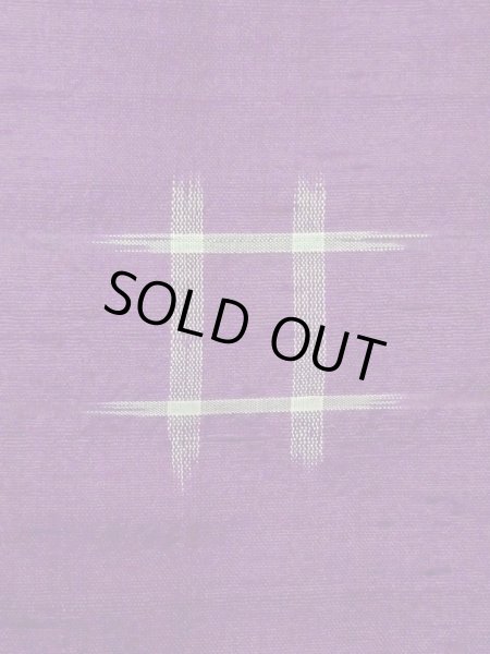 Photo5: N0123E Antique Japanese women  Vivid Purple TSUMUGI pongee / Silk. Parallel Cross There is an impression from use.  (Grade C) (5)