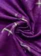 Photo9: N0123E Antique Japanese women  Vivid Purple TSUMUGI pongee / Silk. Parallel Cross There is an impression from use.  (Grade C) (9)