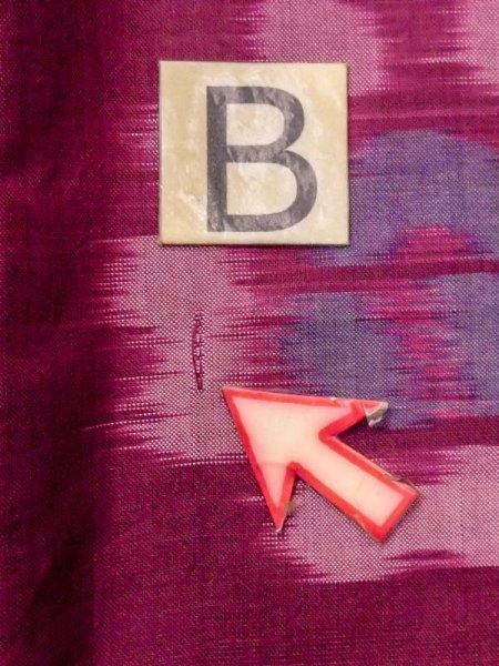 Photo13: N0123F Antique Japanese women   Dark Red ORI woven / Silk. Flower There is an impression from use.  (Grade C) (13)