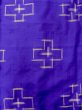 Photo4: N0123G Antique Japanese women Vivid Bluish Purple TSUMUGI pongee / Silk. Parallel Cross Lining: Small holes all over. Right side: There is an impression from use.  (Grade D) (4)