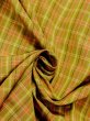 Photo9: N0123H Vintage Japanese women  Grayish Yellow KOMON dyed / Silk. Plaid Checks   (Grade B) (9)