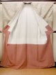 Photo2: N0123K Vintage Japanese women Light Grayish Beige TSUMUGI pongee / Silk. Peony,   (Grade C) (2)