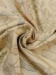 Photo11: N0123K Vintage Japanese women Light Grayish Beige TSUMUGI pongee / Silk. Peony,   (Grade C) (11)