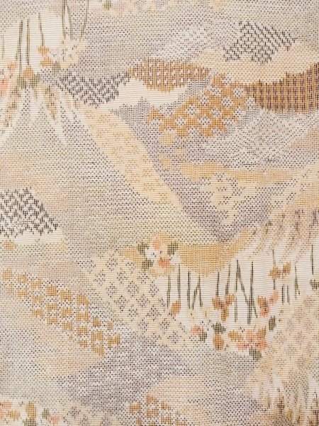 Photo4: N0123L Vintage Japanese women  Grayish Multi Color TSUMUGI pongee / Silk. Iris,   (Grade C) (4)