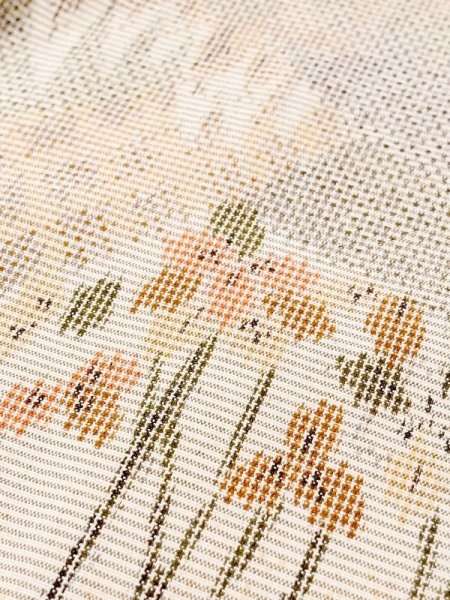 Photo8: N0123L Vintage Japanese women  Grayish Multi Color TSUMUGI pongee / Silk. Iris,   (Grade C) (8)