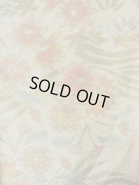 Photo3: N0123M Vintage Japanese women  Grayish Green TSUMUGI pongee / Silk. Flower,   (Grade C) (3)