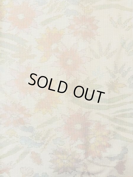 Photo4: N0123M Vintage Japanese women  Grayish Green TSUMUGI pongee / Silk. Flower,   (Grade C) (4)