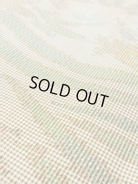 Photo8: N0123M Vintage Japanese women  Grayish Green TSUMUGI pongee / Silk. Flower,   (Grade C) (8)