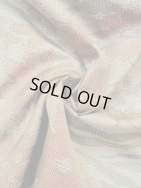 Photo11: N0123M Vintage Japanese women  Grayish Green TSUMUGI pongee / Silk. Flower,   (Grade C) (11)