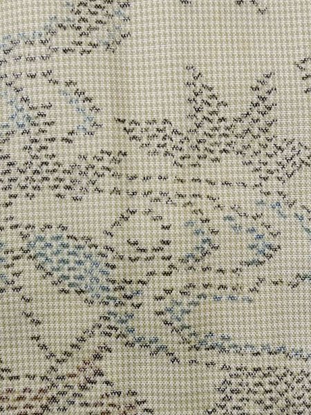 Photo6: N0123O Used Japanese women Pale Grayish Green TSUMUGI pongee / Silk. Flower,   (Grade C) (6)