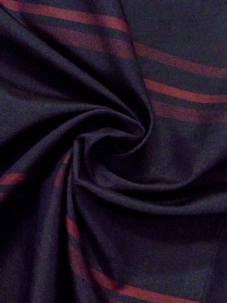 Photo9: N0123P Vintage Japanese women   Black TSUMUGI pongee / Synthetic. Line   (Grade C) (9)