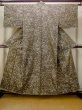 Photo1: N0123R Vintage Japanese women   Olive TSUMUGI pongee / Silk. House,   (Grade C) (1)