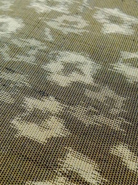 Photo7: N0123R Vintage Japanese women   Olive TSUMUGI pongee / Silk. House,   (Grade C) (7)