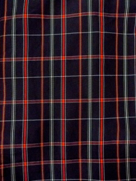 Photo3: Mint N0123S Vintage Japanese women   Black TSUMUGI pongee / Synthetic. Plaid Checks   (Grade A) (3)