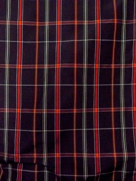 Photo4: Mint N0123S Vintage Japanese women   Black TSUMUGI pongee / Synthetic. Plaid Checks   (Grade A) (4)