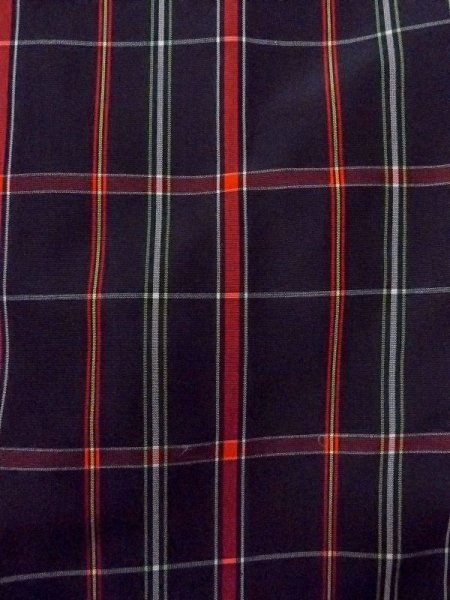 Photo5: Mint N0123S Vintage Japanese women   Black TSUMUGI pongee / Synthetic. Plaid Checks   (Grade A) (5)