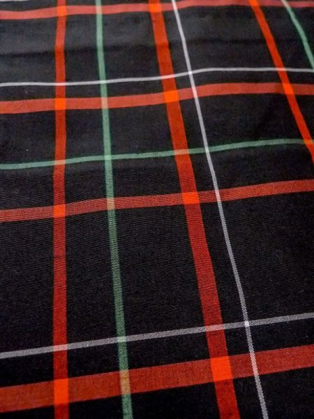 Photo8: Mint N0123T Vintage Japanese women   Black TSUMUGI pongee / Silk. Plaid Checks   (Grade A) (8)