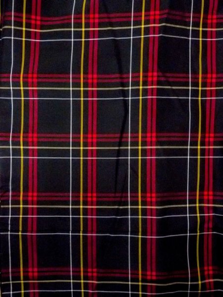 Photo3: Mint N0123U Vintage Japanese women   Black TSUMUGI pongee / Silk. Plaid Checks   (Grade A) (3)