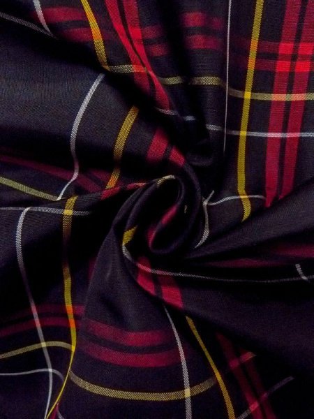 Photo9: Mint N0123U Vintage Japanese women   Black TSUMUGI pongee / Silk. Plaid Checks   (Grade A) (9)