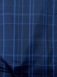 Photo4: N0123V Vintage Japanese women   Navy Blue TSUMUGI pongee / Silk. Plaid Checks   (Grade B) (4)