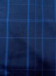 Photo5: N0123V Vintage Japanese women   Navy Blue TSUMUGI pongee / Silk. Plaid Checks   (Grade B) (5)