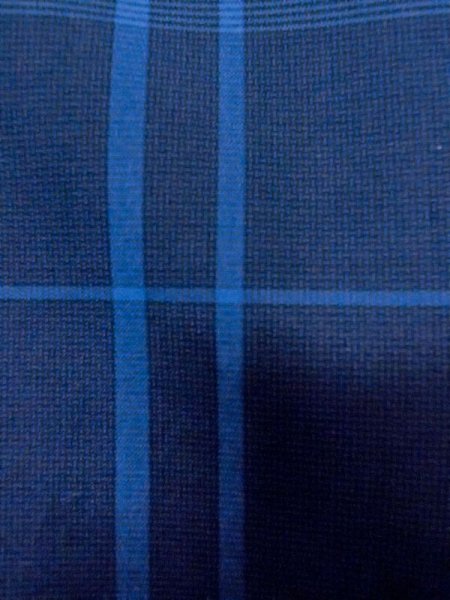 Photo6: N0123V Vintage Japanese women   Navy Blue TSUMUGI pongee / Silk. Plaid Checks   (Grade B) (6)