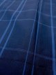 Photo7: N0123V Vintage Japanese women   Navy Blue TSUMUGI pongee / Silk. Plaid Checks   (Grade B) (7)